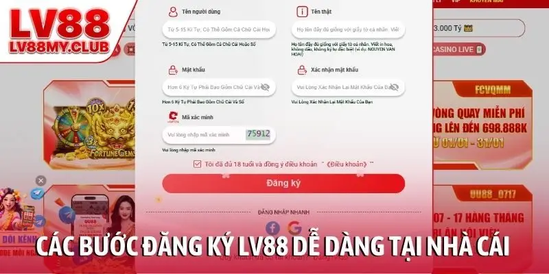 Các bước đăng ký LV88 dễ dàng tại nhà cái
