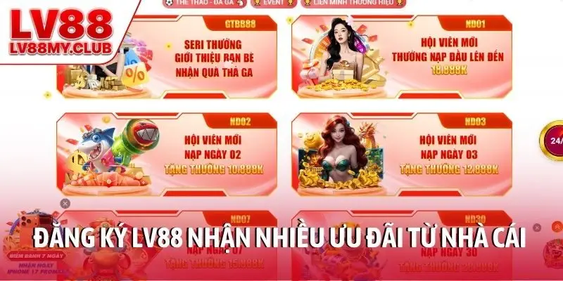 Đăng ký LV88 nhận nhiều ưu đãi từ nhà cái