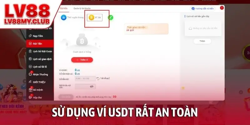 Sử dụng ví USDT rất an toàn